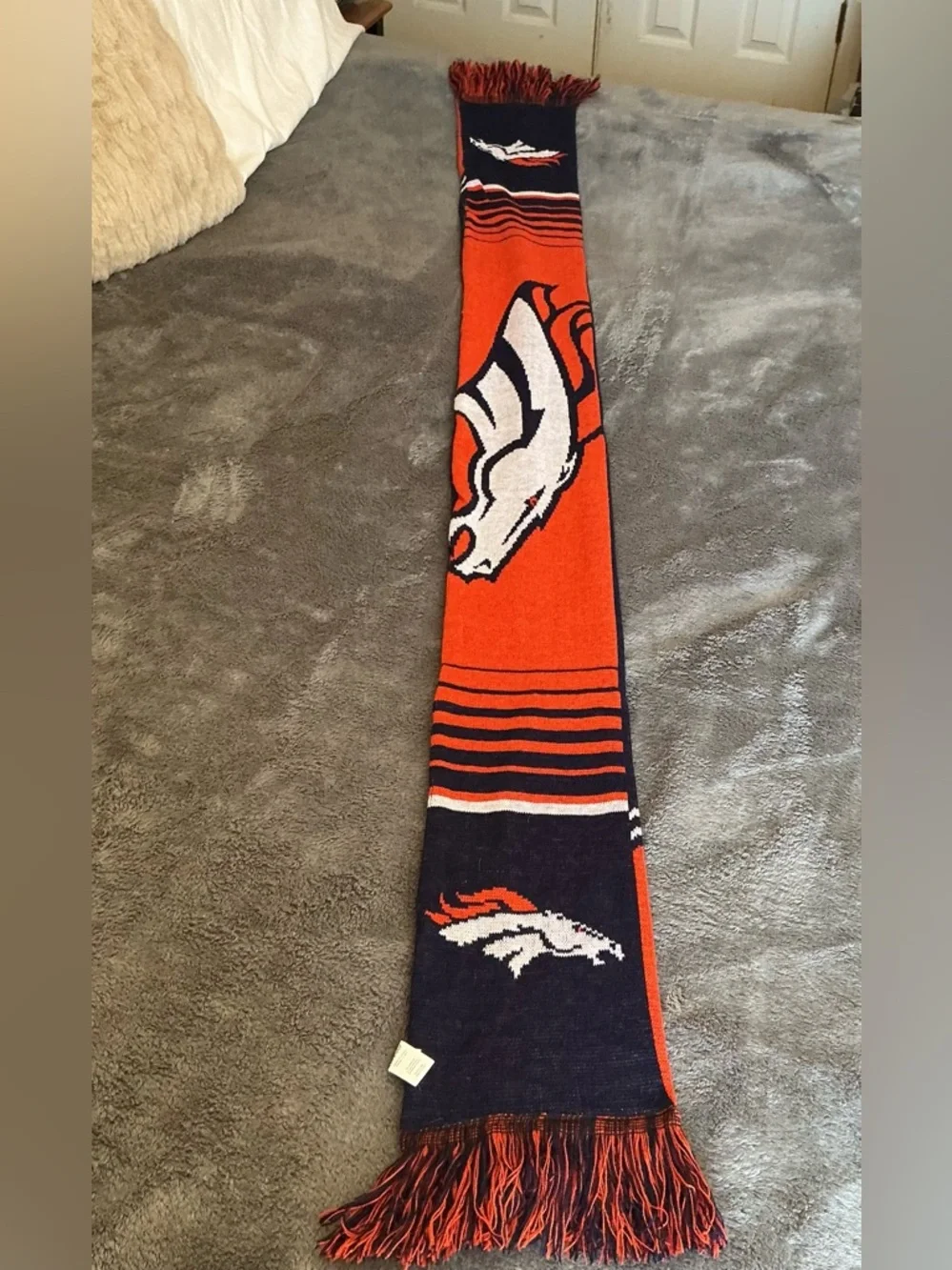 Denver Broncos Scarf Forever Brand NFL Football Orange Blue Unisex Adult